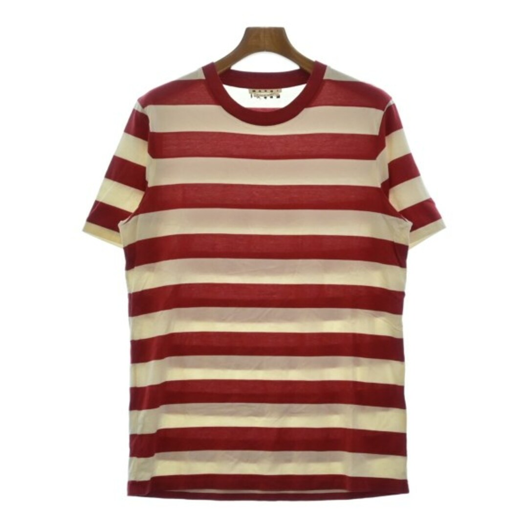MARNI Tシャツ・カットソー 48(L位) 赤xアイボリー(ボーダー)なし生地の厚さ