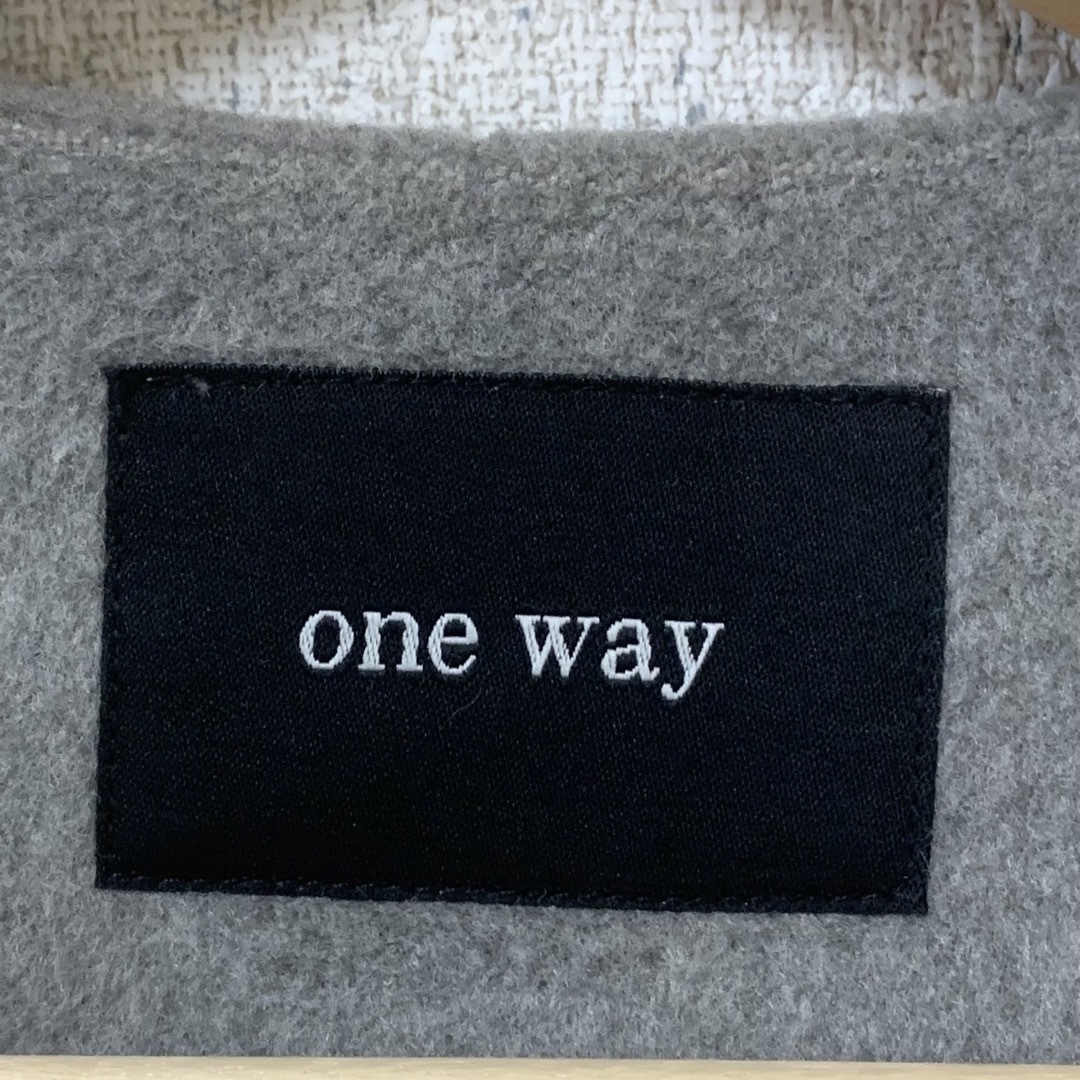 one*way(ワンウェイ)のコート ノーカラー アウターロングコート グレー one way レディースのジャケット/アウター(ロングコート)の商品写真