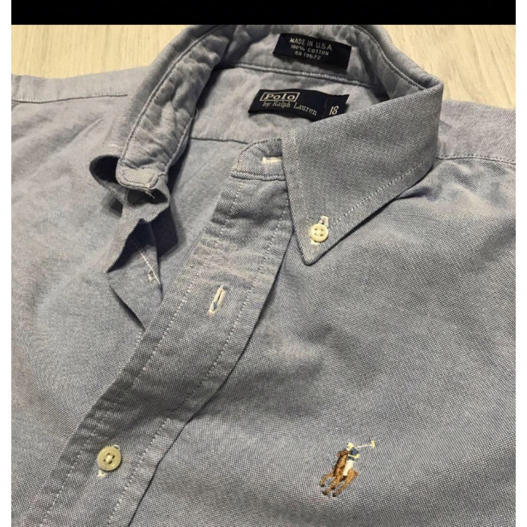 Ralph Lauren(ラルフローレン)のラルフローレン　ブルー　青　ボタンダウンシャツ　キッズUSA希少 キッズ/ベビー/マタニティのキッズ服男の子用(90cm~)(ブラウス)の商品写真