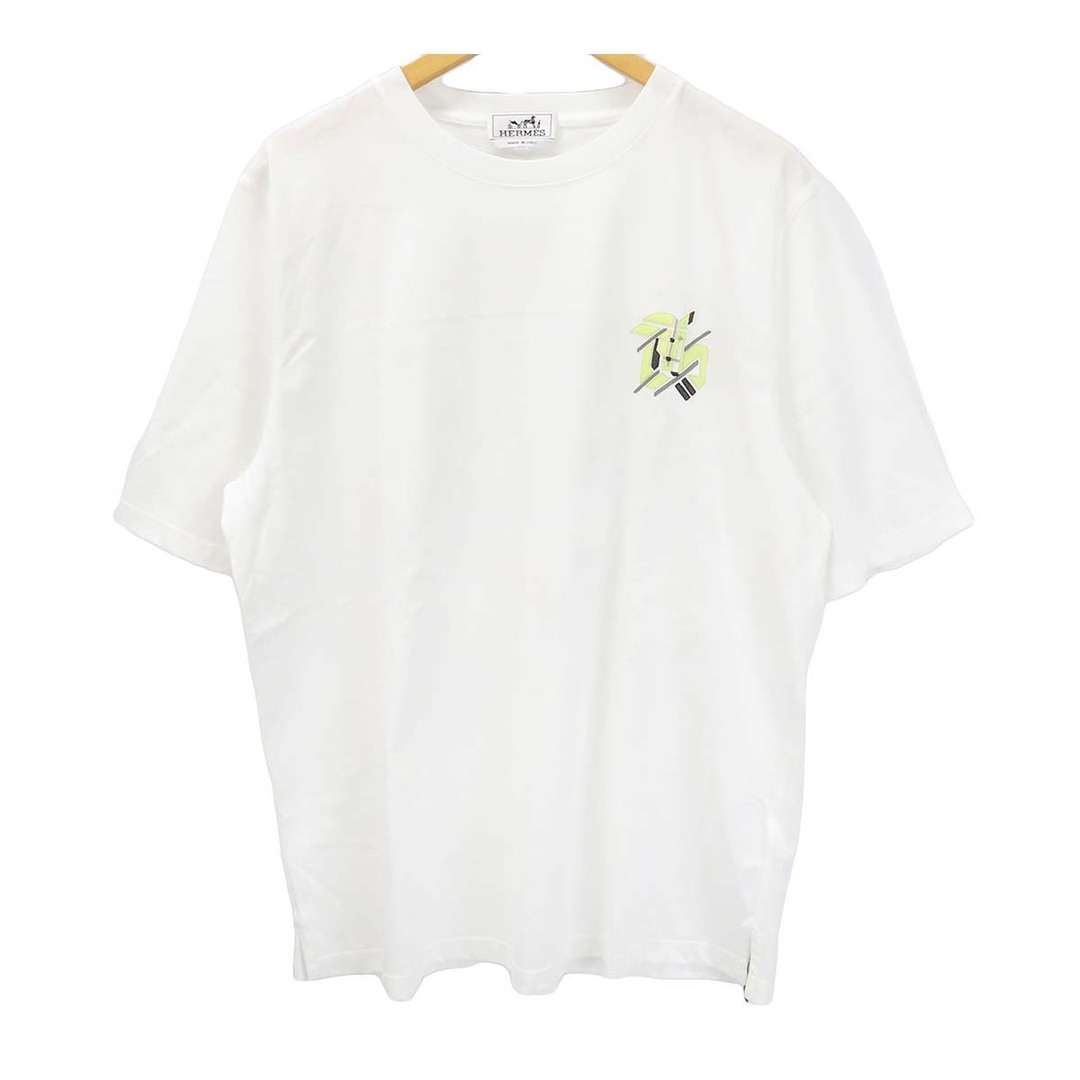 トップスエルメス ミニ レザーパッチ 半袖 Tシャツ H357925HA90LA メンズ ホワイト HERMES  【アパレル・小物】