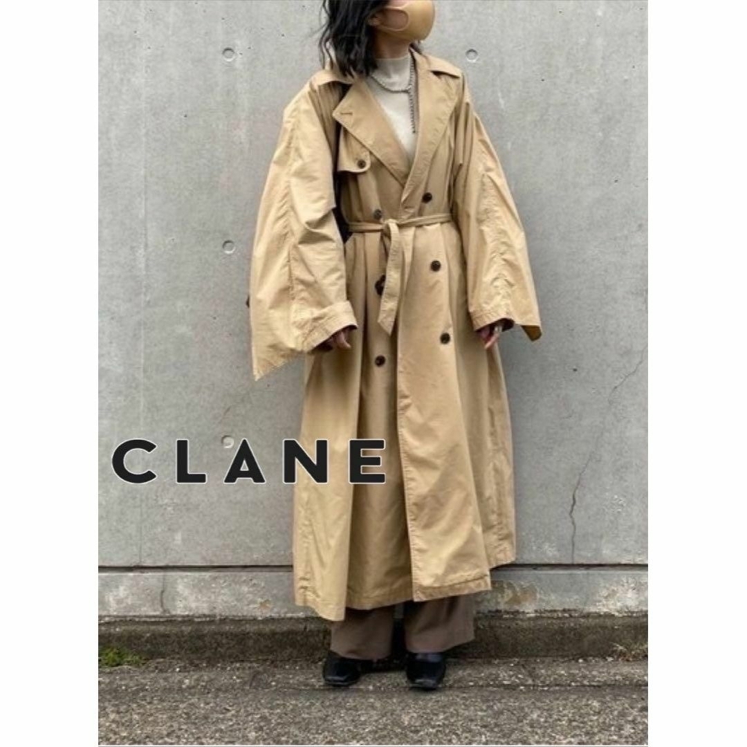 袖丈73㎝CLANE バックフリルスリーブトレンチコート クラネ - www