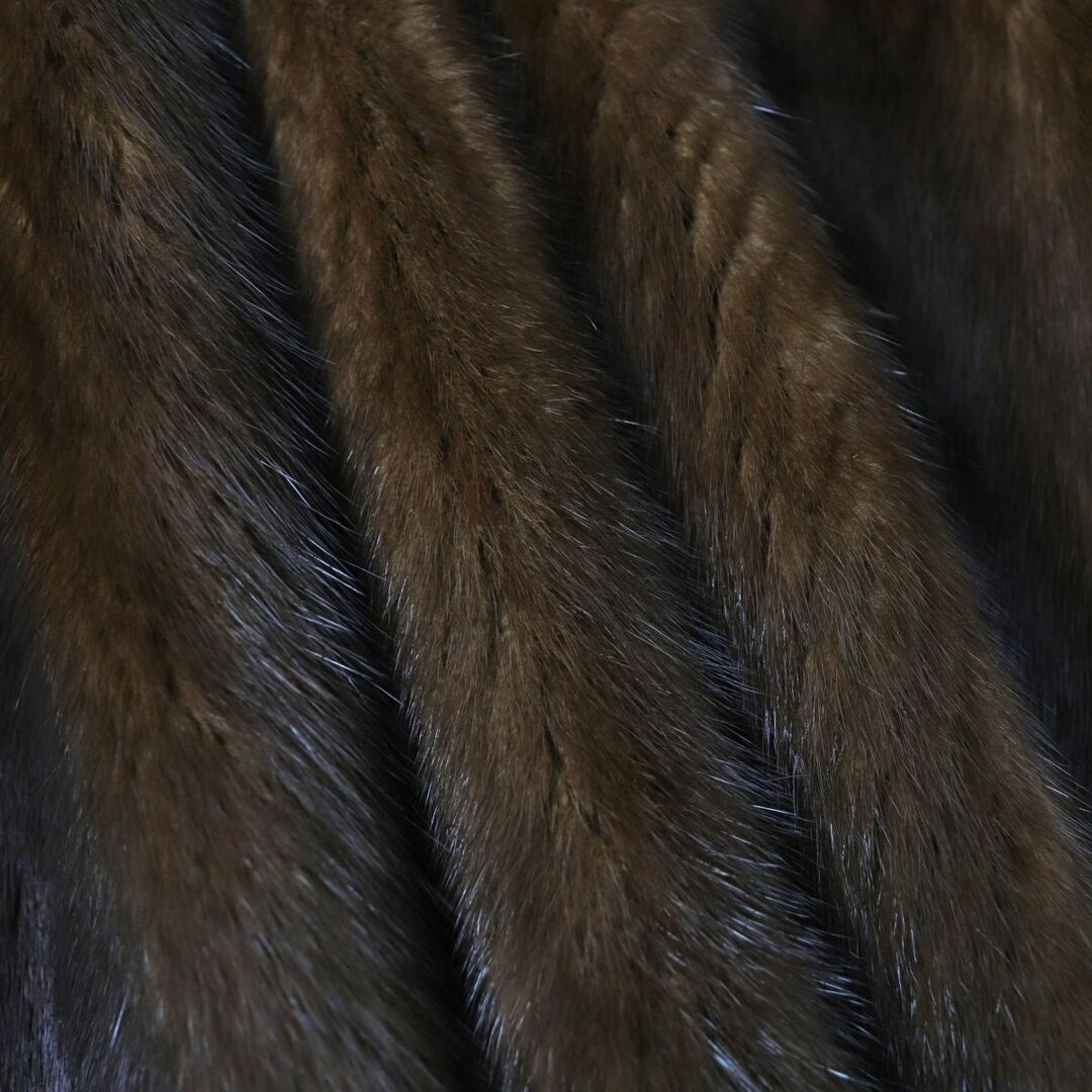 約40cm袖丈美品☆MINK　ミンク　デザイン　本毛皮コート　ブラウン　9号　毛質艶やか・柔らか◎