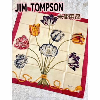 ジムトンプソン(Jim Thompson)の未使用品　 Jim Thompson シルク100% 大判 スカーフ フラワー(バンダナ/スカーフ)