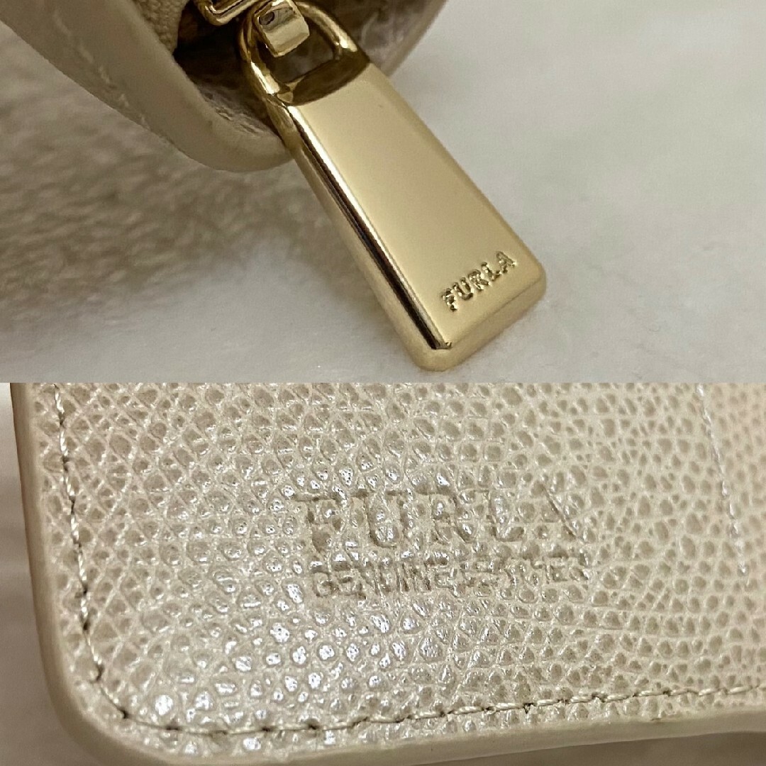 FURLA フルラ メトロポリス 二つ折り財布  金具　ベージュ　コンパクト財布