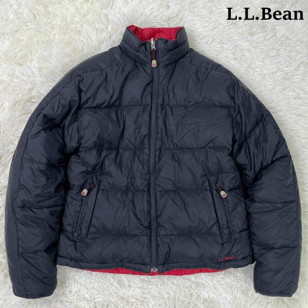 OLD LLBean ダウンジャケット リバーシブル 刺繍 黒 赤 M　A814 | フリマアプリ ラクマ