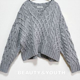 ビューティアンドユースユナイテッドアローズ(BEAUTY&YOUTH UNITED ARROWS)の【UNITED ARROWS】BEAUTY&YOUTH シルバー ケーブルニット(ニット/セーター)