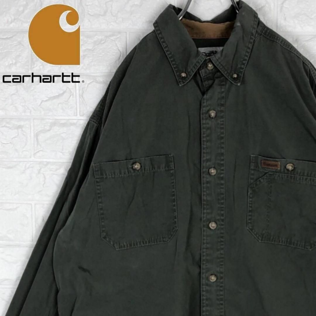 carhartt(カーハート)のカーハート 綿100% 長袖ボタンダウンシャツ ワンポイントロゴ オーバーサイズ メンズのトップス(シャツ)の商品写真