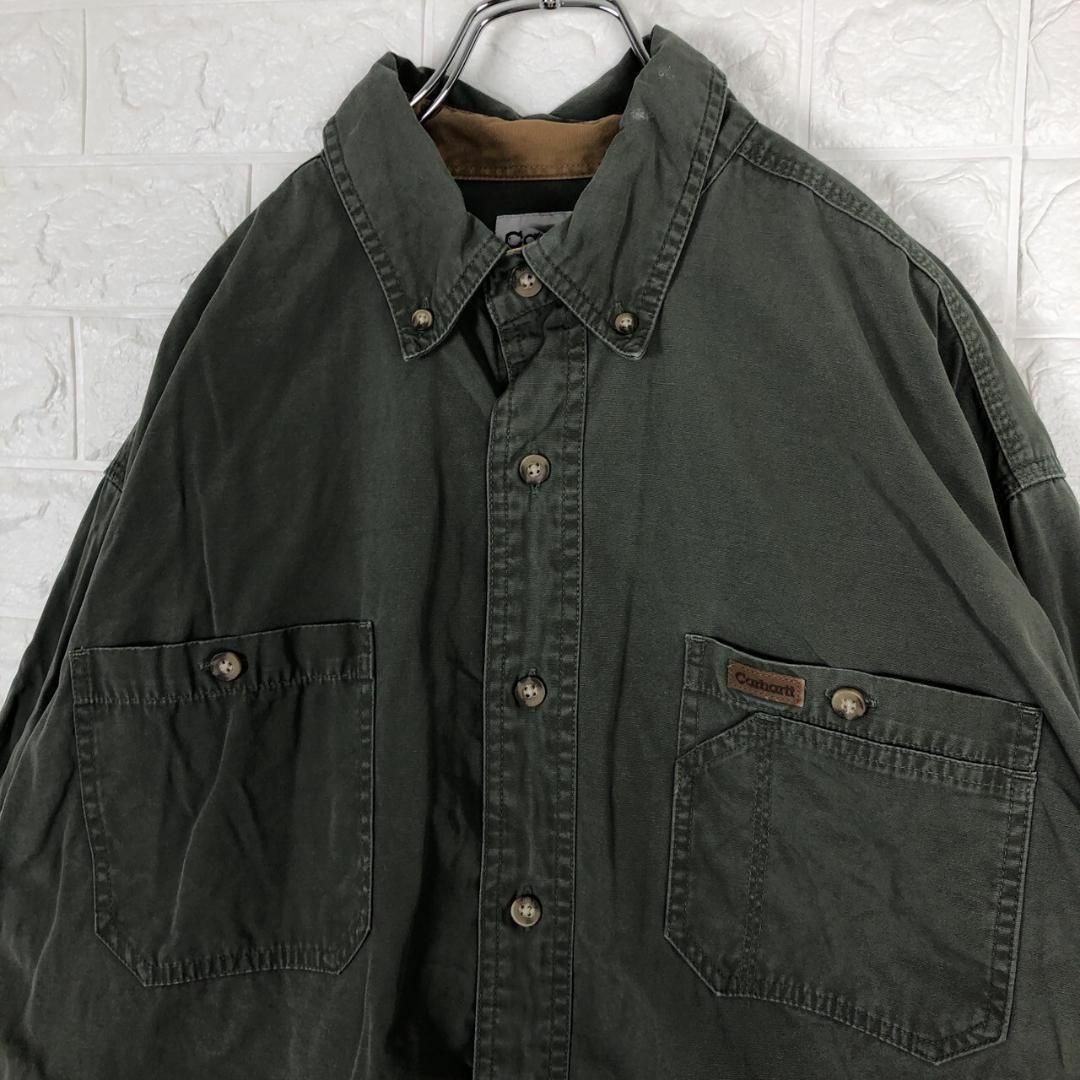 carhartt(カーハート)のカーハート 綿100% 長袖ボタンダウンシャツ ワンポイントロゴ オーバーサイズ メンズのトップス(シャツ)の商品写真