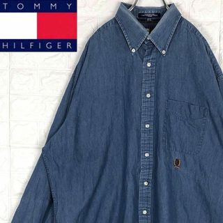 トミーヒルフィガー(TOMMY HILFIGER)のトミーヒルフィガー刺繍ワンポイントロゴ BDデニムシャツ フラッグタグ綿100%(シャツ)