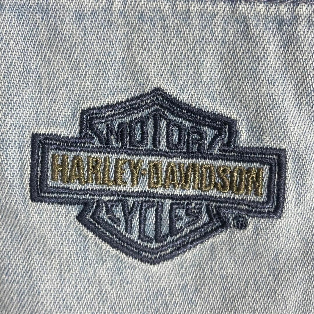 Harley Davidson(ハーレーダビッドソン)のハーレーダビッドソン 超ゆるだぼ 長袖デニムシャツ 刺繡ワンポイントロゴ 2XL メンズのトップス(シャツ)の商品写真