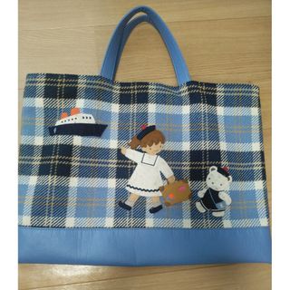 ファミリア  新品 デニムバッグ 黄色 チェック 女の子 くま 2018