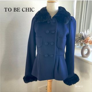 TO BE CHIC - 【TO BE CHIC】1点もの　ファー付きカシミヤ混ペプラムコート　ピーコート