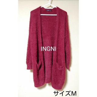 イング(INGNI)のINGNI＊カーディガン・サイズＭ＊長袖・無地・レッド系＊トップス・レディース(カーディガン)