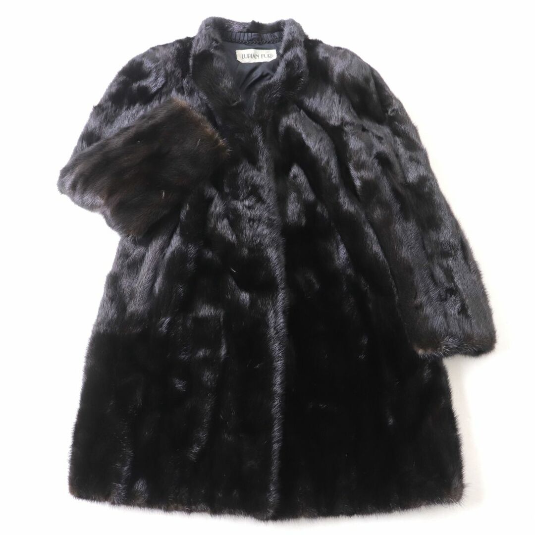 極美品★LUPIAN FUR　ルピアンファー　MINK　ミンク　逆毛　本毛皮コート　ダークブラウン　15号　毛質艶やか・柔らか◎約83cm肩幅