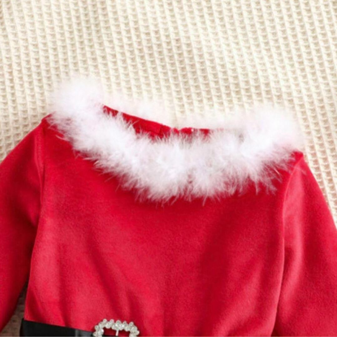 ヒット商品 クリスマス コスプレ 110  子供サンタ 女の子 ベルト ドレス キッズ/ベビー/マタニティのキッズ服女の子用(90cm~)(ワンピース)の商品写真