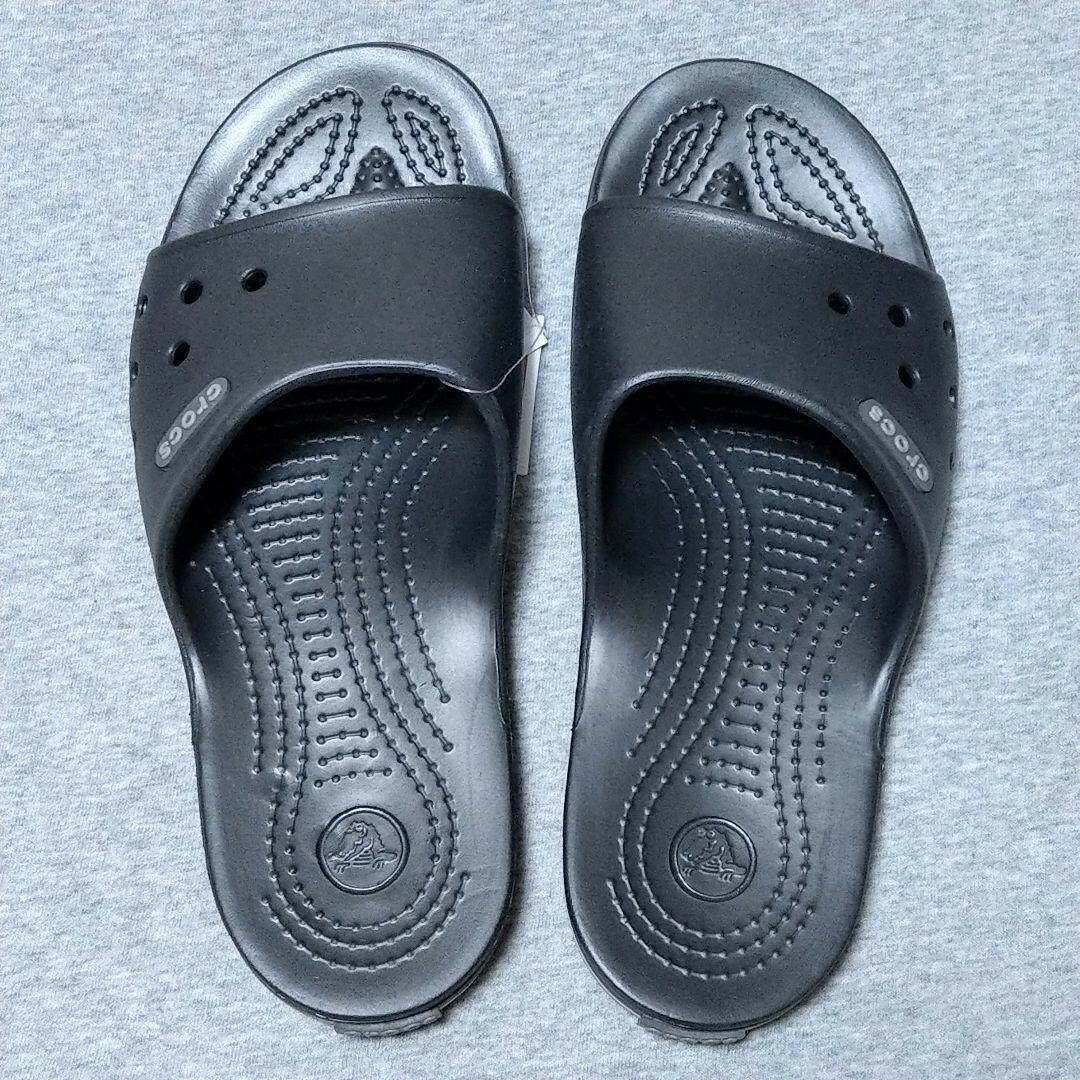 crocs(クロックス)の25cmクロックス　シャワーサンダル　ブラック黒色　廃盤 レアバンド2.0 新品 メンズの靴/シューズ(サンダル)の商品写真