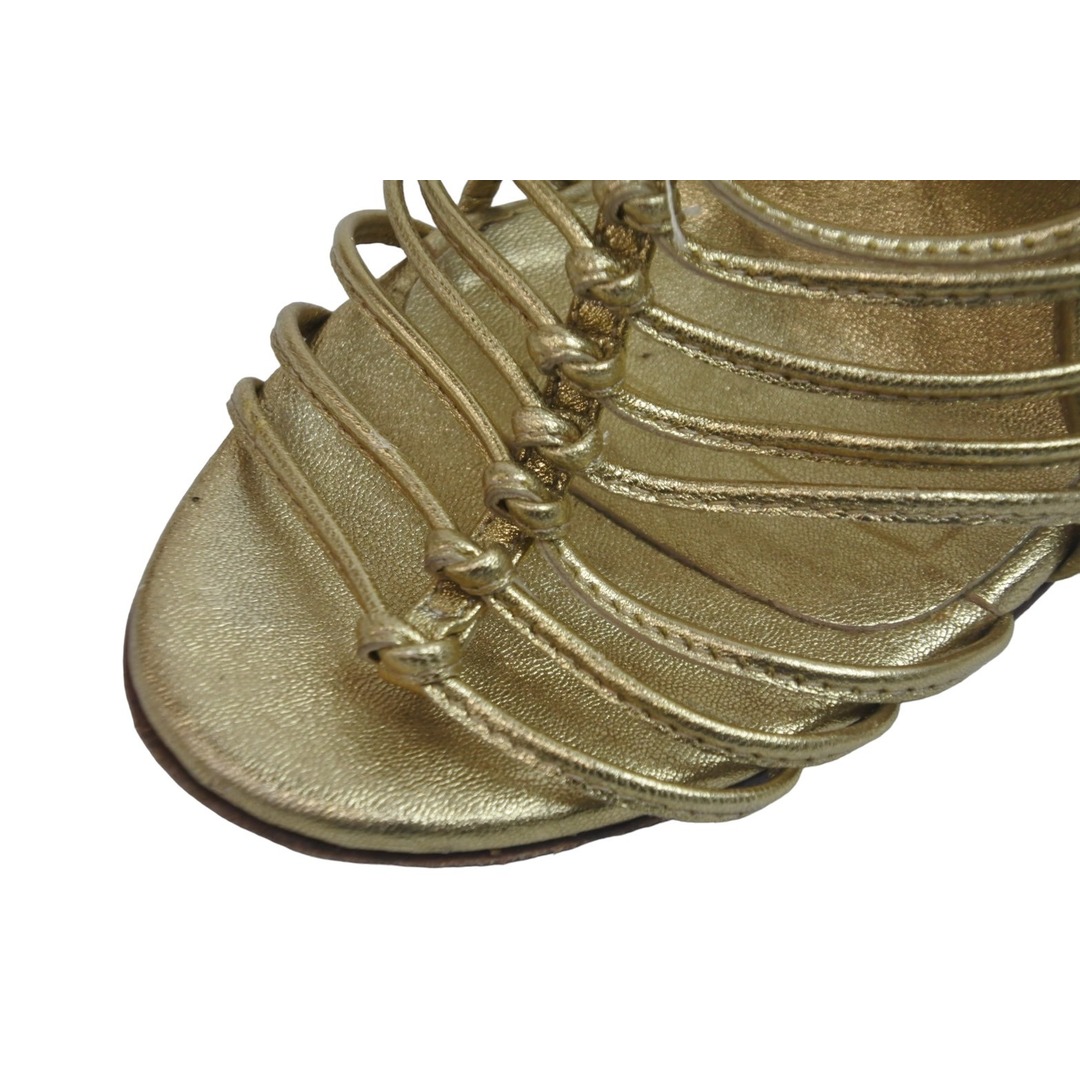 VERO CUOIO ベロクオイオ サンダル ハイヒール パンプス ミュール 編み上げ 35 1/2 ゴールド 真鍮古美色金具 良品 中古 57092 レディースの靴/シューズ(サンダル)の商品写真