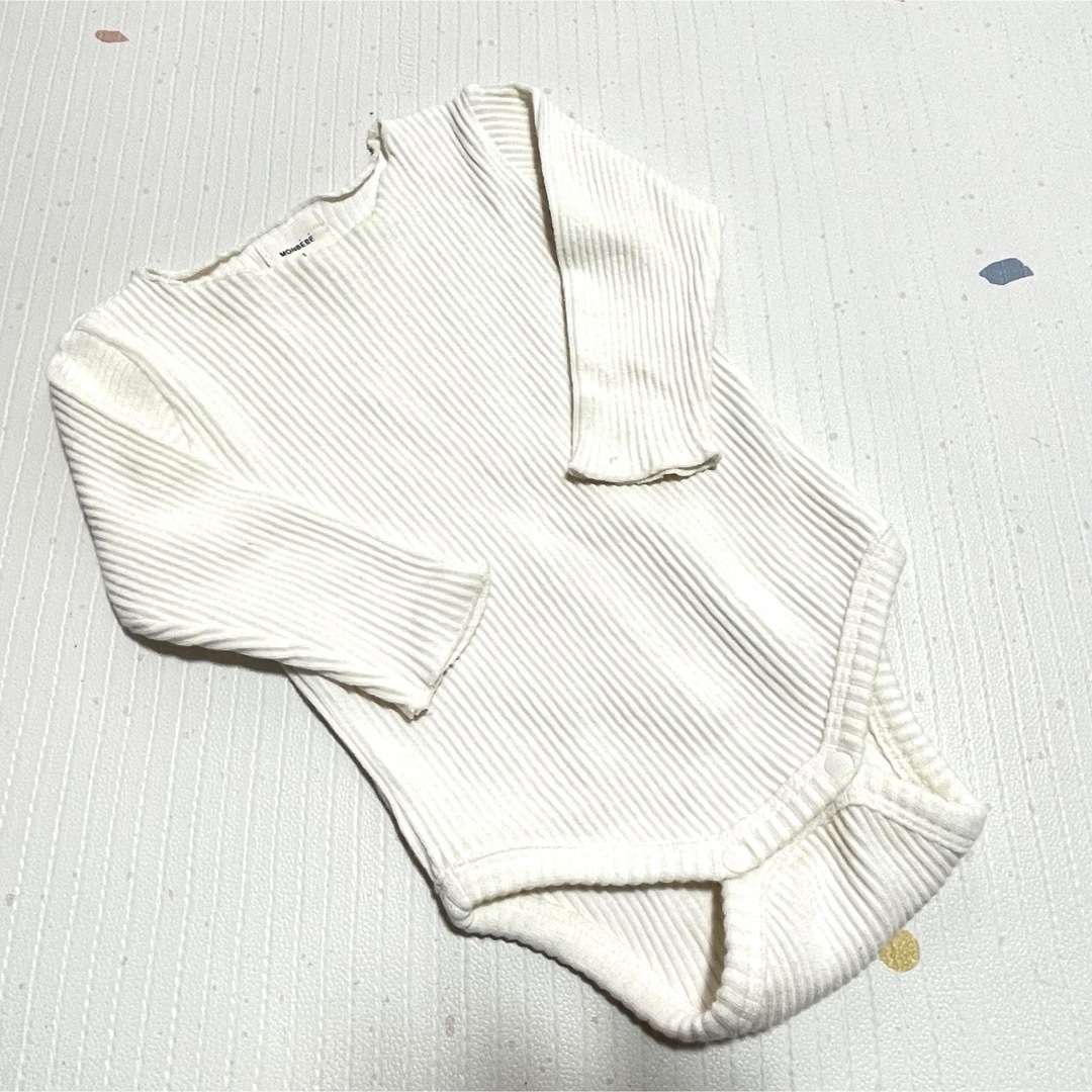 【MONBEBE】モンベベ ベビーロンパースS ホワイト/白 コットン 子供服 キッズ/ベビー/マタニティのベビー服(~85cm)(ロンパース)の商品写真