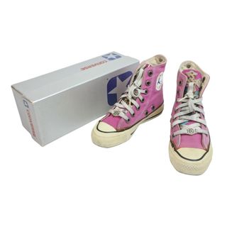 コンバース(CONVERSE)のCONVERSE コンバース スニーカー クロムハーツコラボ ピンク クロスパッチ コットンキャンバス サイズ22 良品 中古 57097(ブーツ)