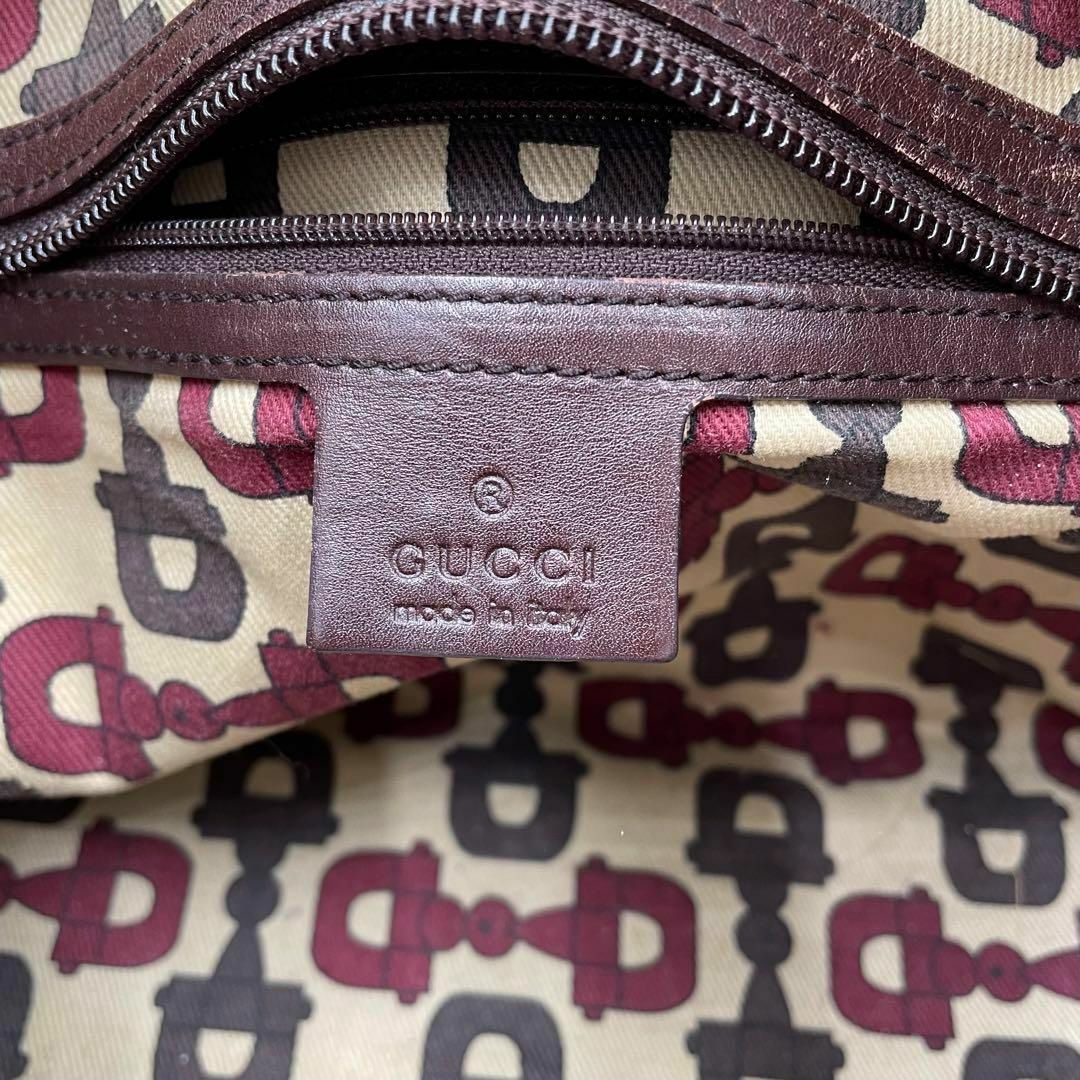 Gucci(グッチ)の希少✨グッチ　ショルダーバッグ　シマ　GG ゴールド金具　レザー　ブラウン レディースのバッグ(トートバッグ)の商品写真