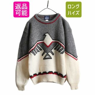 ウールリッチ(WOOLRICH)の80s ウールリッチ サンダーバード 絵柄 ウール ニット セーター S 紺タグ(ニット/セーター)