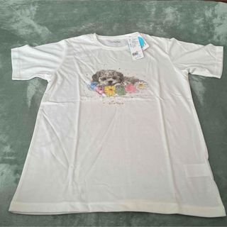 グローバルワーク(GLOBAL WORK)の白Tシャツ　犬プリント(Tシャツ/カットソー)