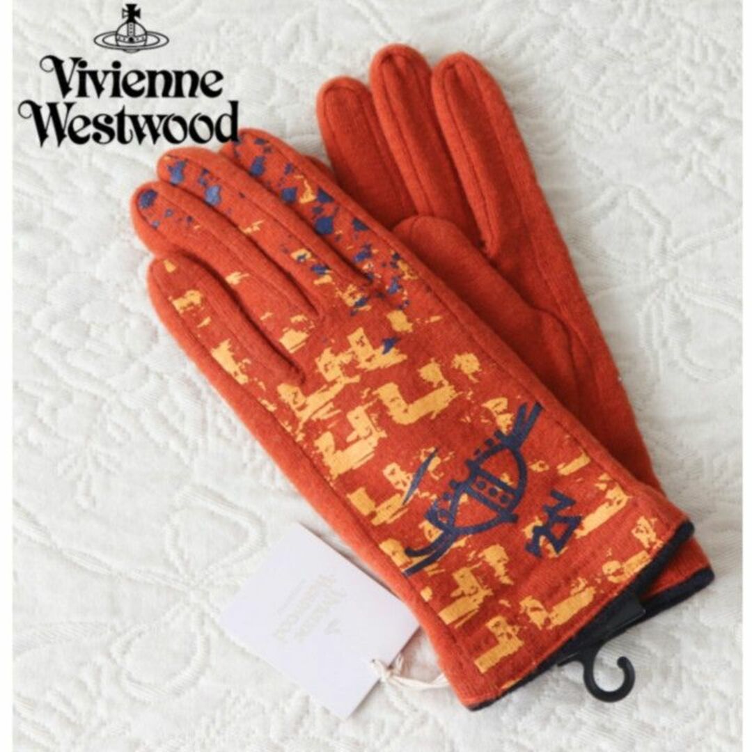 Vivienne Westwood(ヴィヴィアンウエストウッド)の新品タグ付き【ヴィヴィアンウエストウッド】ウール ORB 手袋 21-22cm レディースのファッション小物(手袋)の商品写真