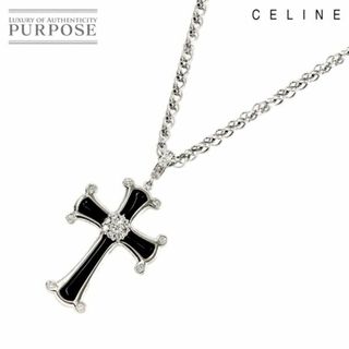 セリーヌ CELINE ダイヤ 0.52ct ルビー 0.02ct ネックレス 52cm K18 WG ホワイトゴールド 750 クロス ロゴ  90194066