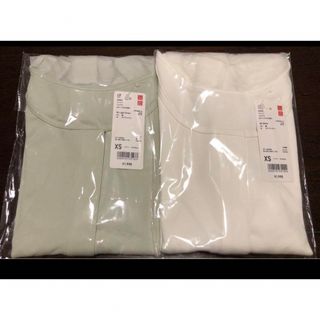 ユニクロ(UNIQLO)の★XS★２枚セット★コットン前あきUネックTシャツ（8分袖）★(その他)