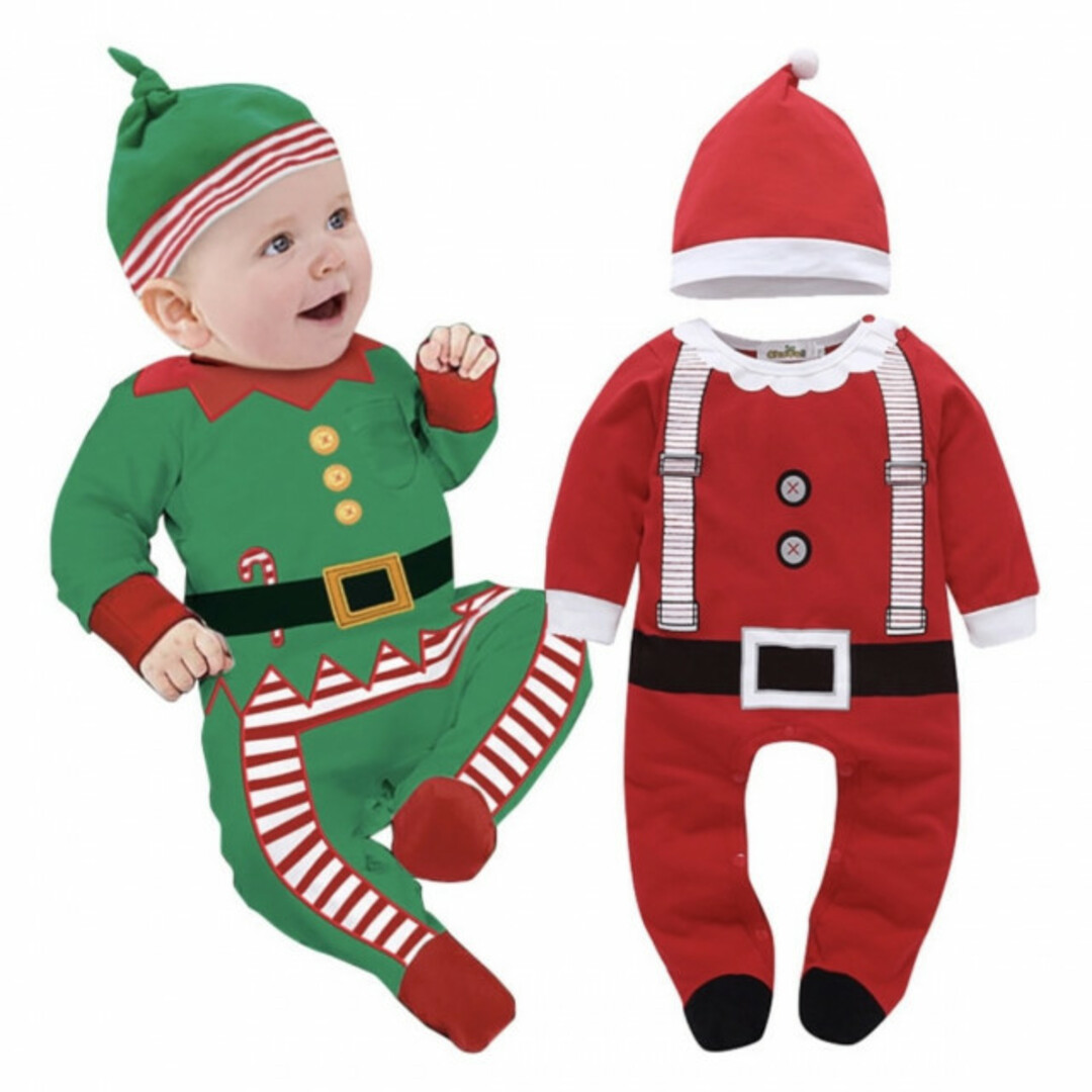 ベビー服 赤 90 クリスマス サンタクロース ロンパース サンタ キッズ B キッズ/ベビー/マタニティのベビー服(~85cm)(ロンパース)の商品写真