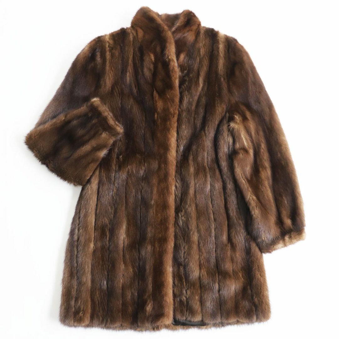 良品●MINK ミンク 本毛皮ショートコート ジャケット ブラウン 毛質艶やか・柔らか◎約77cm肩幅