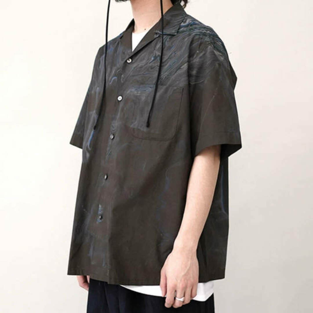 SEVEN BY SEVEN セブンバイセブン 7x7 22SS 日本製 OPEN COLLAR SHIRTS S/S - HYDRO DIP DYEING マーブル染めオープンカラーシャツ 800-2150047 L BROWN 半袖 トップス【中古】【SEVEN BY SEVEN】 メンズのトップス(シャツ)の商品写真