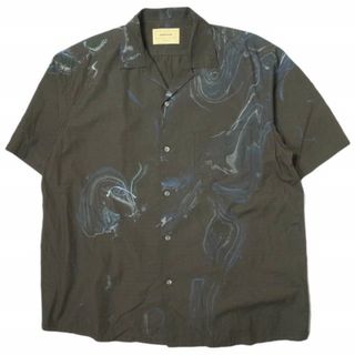 SEVEN BY SEVEN セブンバイセブン 7x7 22SS 日本製 OPEN COLLAR SHIRTS S/S - HYDRO DIP DYEING マーブル染めオープンカラーシャツ 800-2150047 L BROWN 半袖 トップス【中古】【SEVEN BY SEVEN】(シャツ)