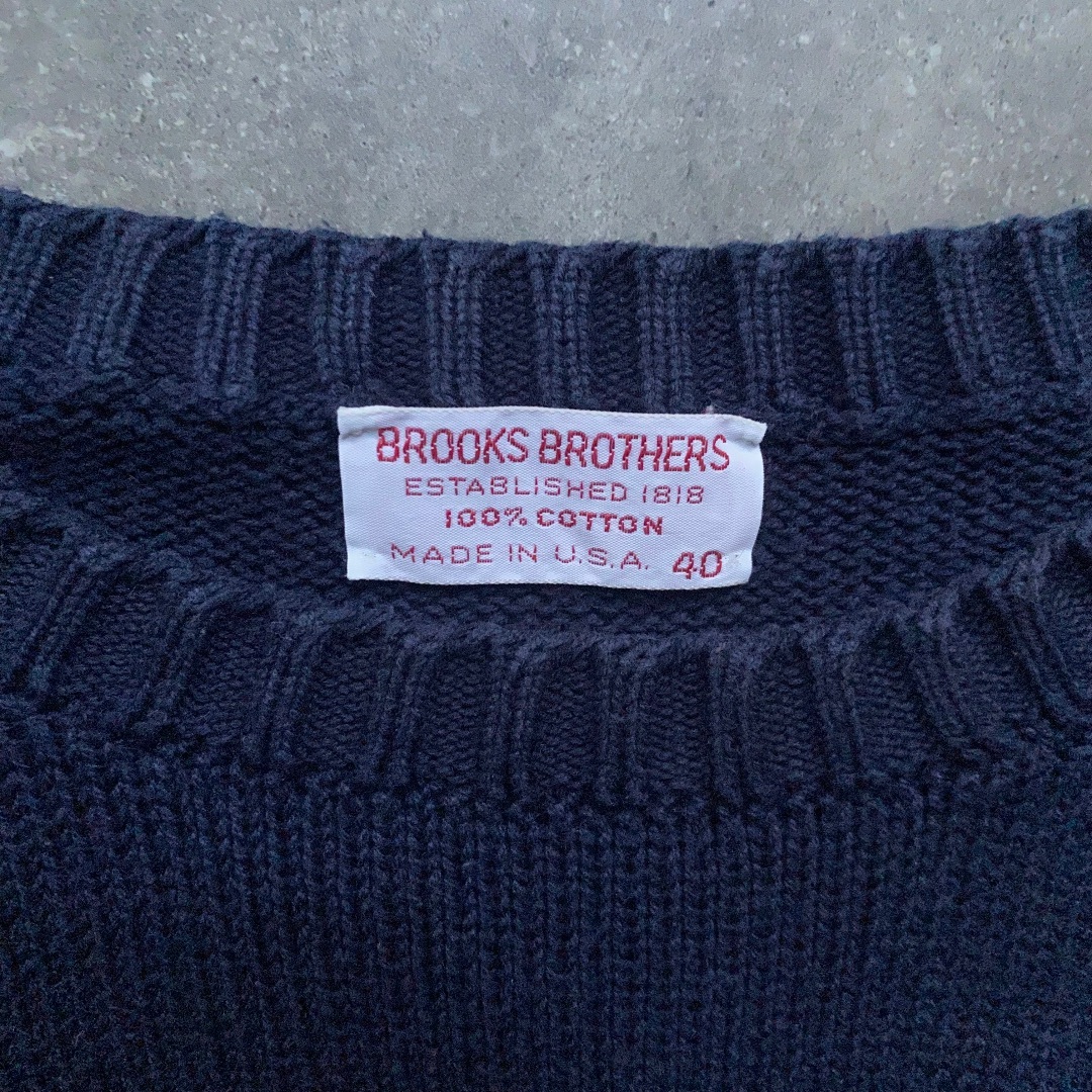 Brooks Brothers(ブルックスブラザース)の90s ブルックスブラザーズ コットンニット USA製 ネイビー 40 メンズのトップス(ニット/セーター)の商品写真