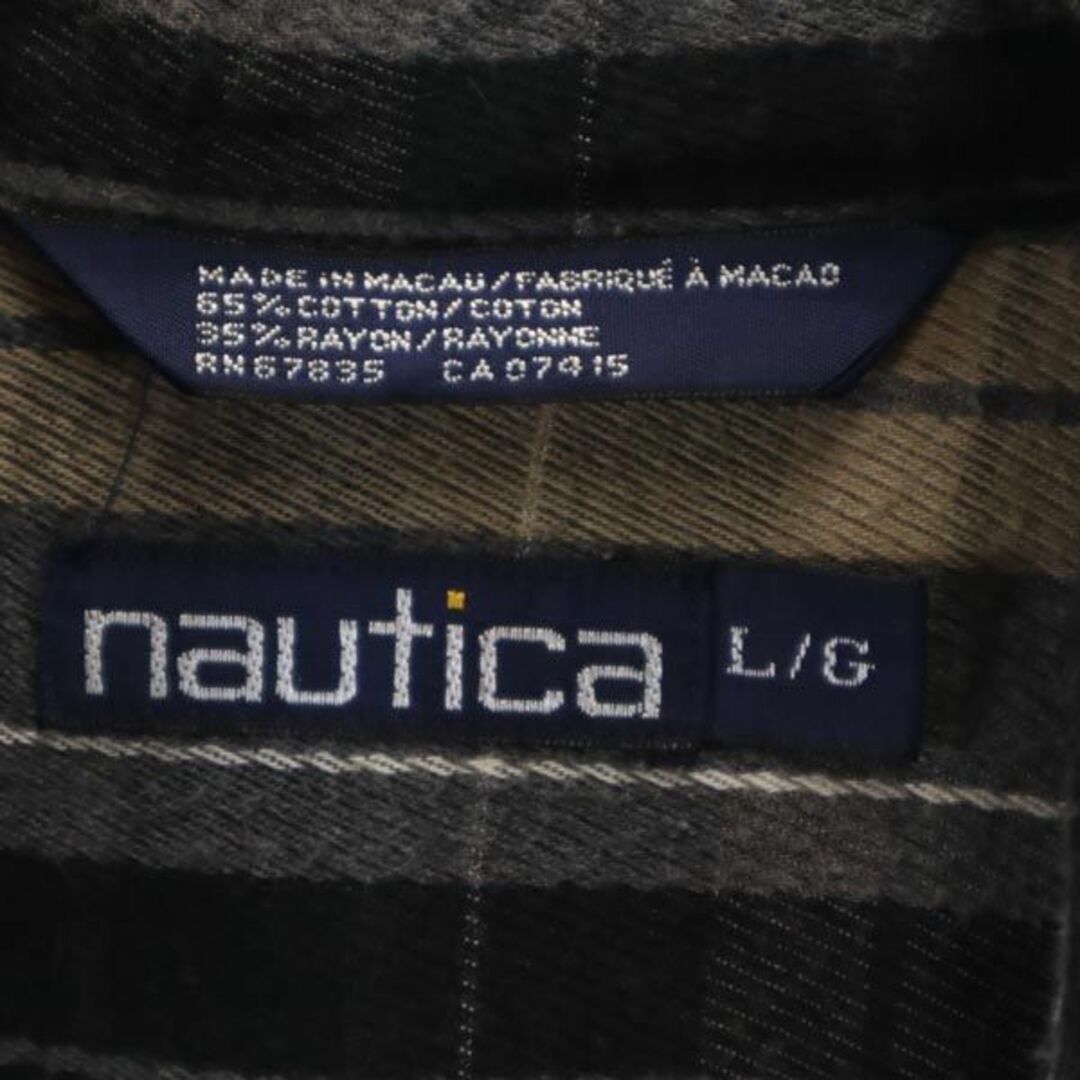 ノーティカ 90s オールド チェック 長袖 シャツ L グレー系 NAUTICA メンズ 古着 【231120】