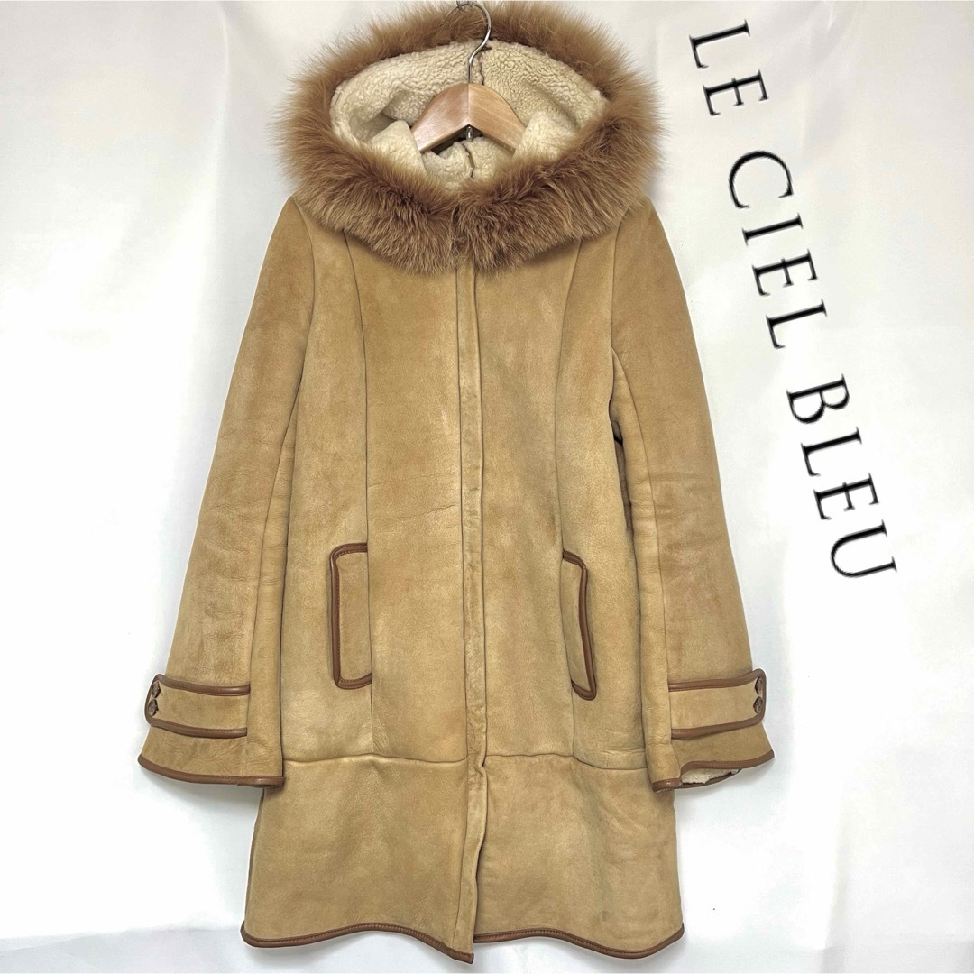 LE CIEL BLEU(ルシェルブルー)のLE CIEL BLEU ENCHANTEMENT 本革 ムートンコート 38 レディースのジャケット/アウター(毛皮/ファーコート)の商品写真