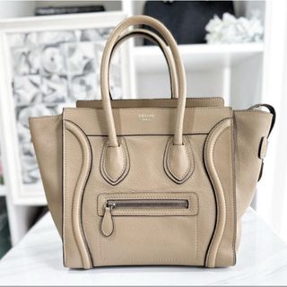 セリーヌ(celine)のセリーヌ　ラゲージ　マイクロ　レザー　グレージュ　ハンドバッグ(ハンドバッグ)