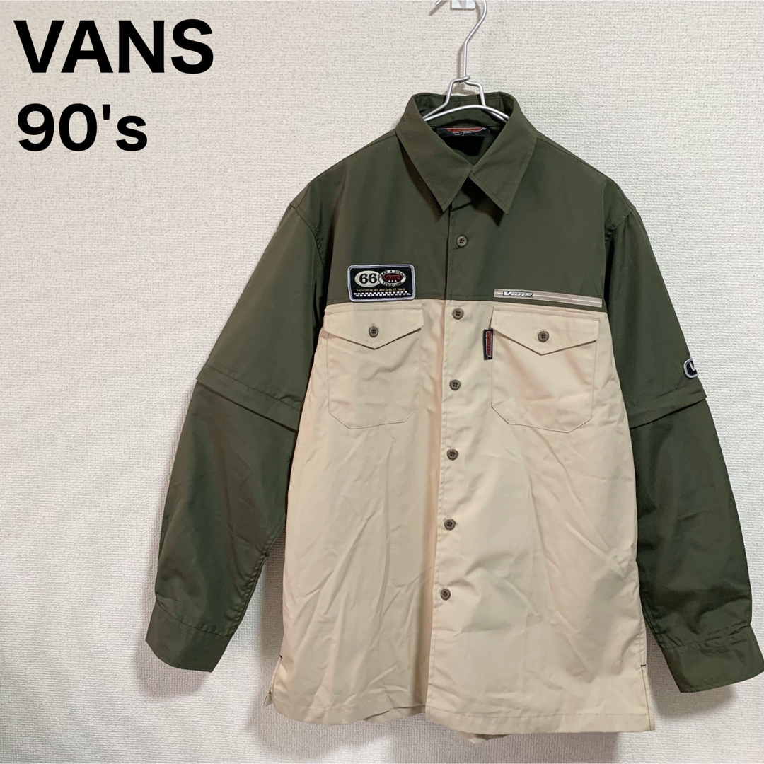 VANS(ヴァンズ)の90s〜00s VANS ワークシャツ 長袖 半袖 切り替え メンズL 旧タグ メンズのトップス(シャツ)の商品写真