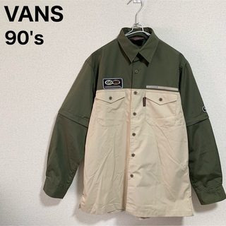 ヴァンズ(VANS)の90s〜00s VANS ワークシャツ 長袖 半袖 切り替え メンズL 旧タグ(シャツ)