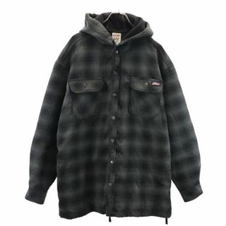 ディッキーズ(Dickies)のディッキーズ チェック柄 ジャケット XL グレー系 Dickies 裏起毛 フード メンズ 古着 【231120】(その他)