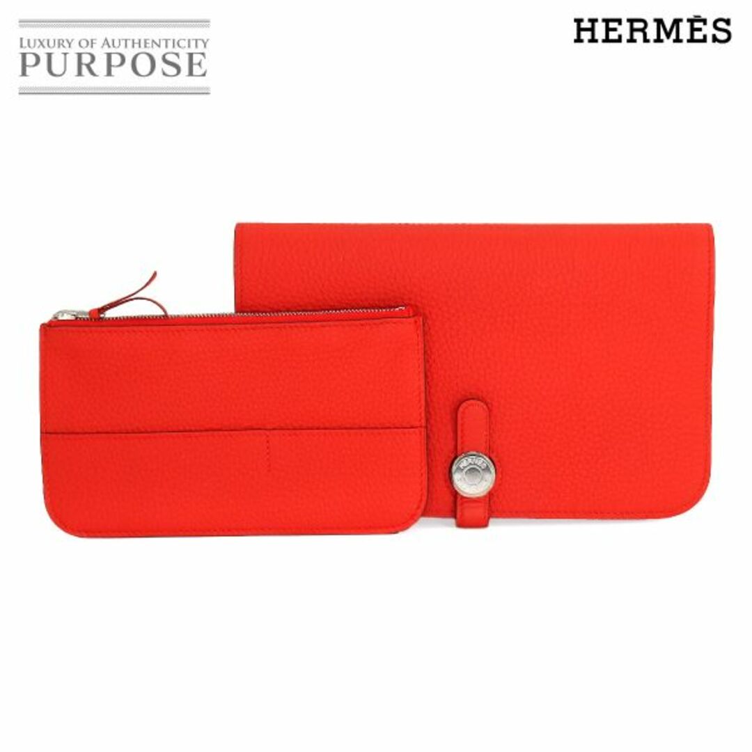 未使用 展示品 エルメス HERMES ドゴン GM 二つ折り 長財布 トゴ カプシーヌ □Q刻印 シルバー 金具 VLP 90213188