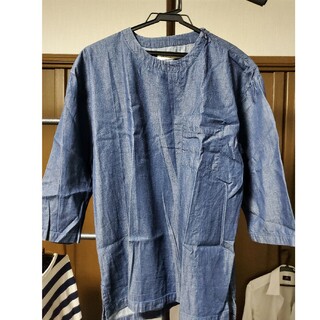ビッグシルエットシャツ　紺色　メンズL(シャツ)