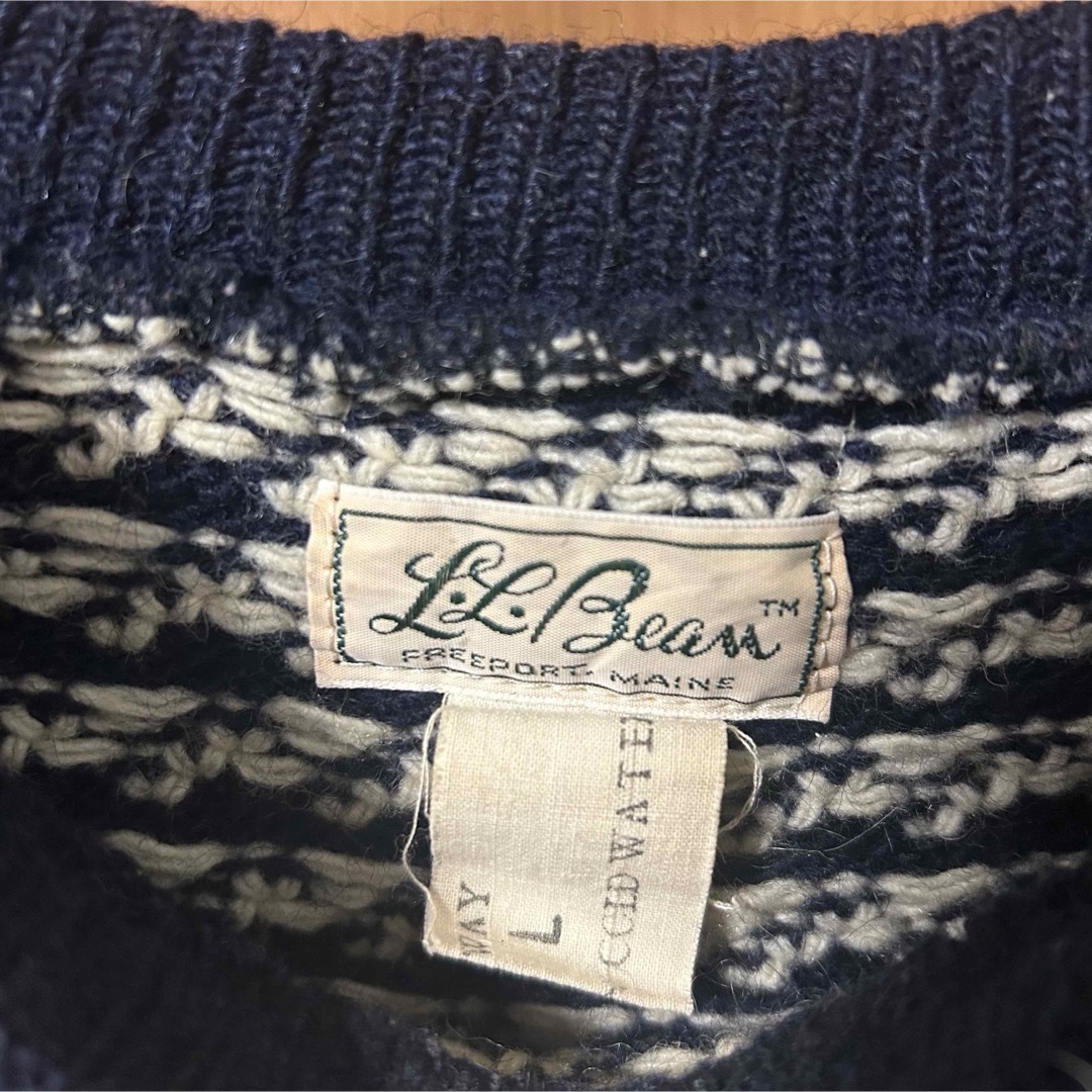 [筆記体] 60s 70s L.L.Bean バーズアイ ニット エルエルビーン