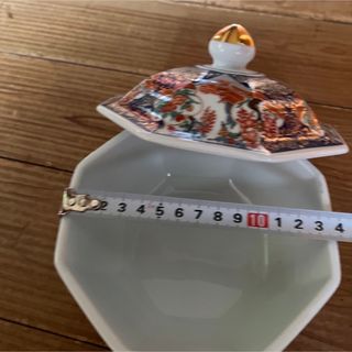 錦竹梅蓋付き容器　絵柄陶器　(食器)