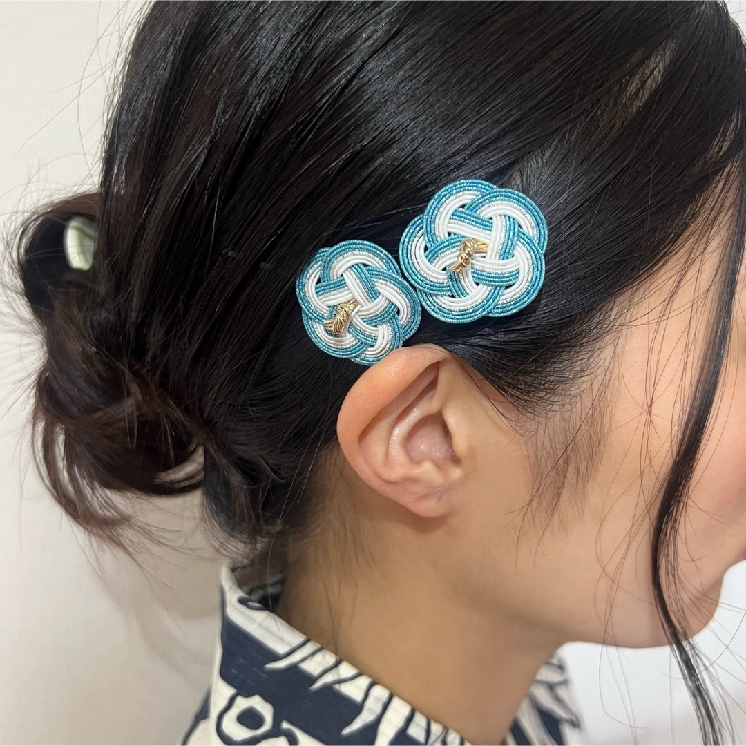 大梅の髪飾り❁ブルー　浴衣　着物　夏祭り ハンドメイドのアクセサリー(ヘアアクセサリー)の商品写真