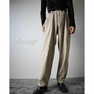 アートヴィンテージ(ART VINTAGE)の【vintage】2タック 太畝 コーデュロイ ワイド パンツ W35 白系(チノパン)