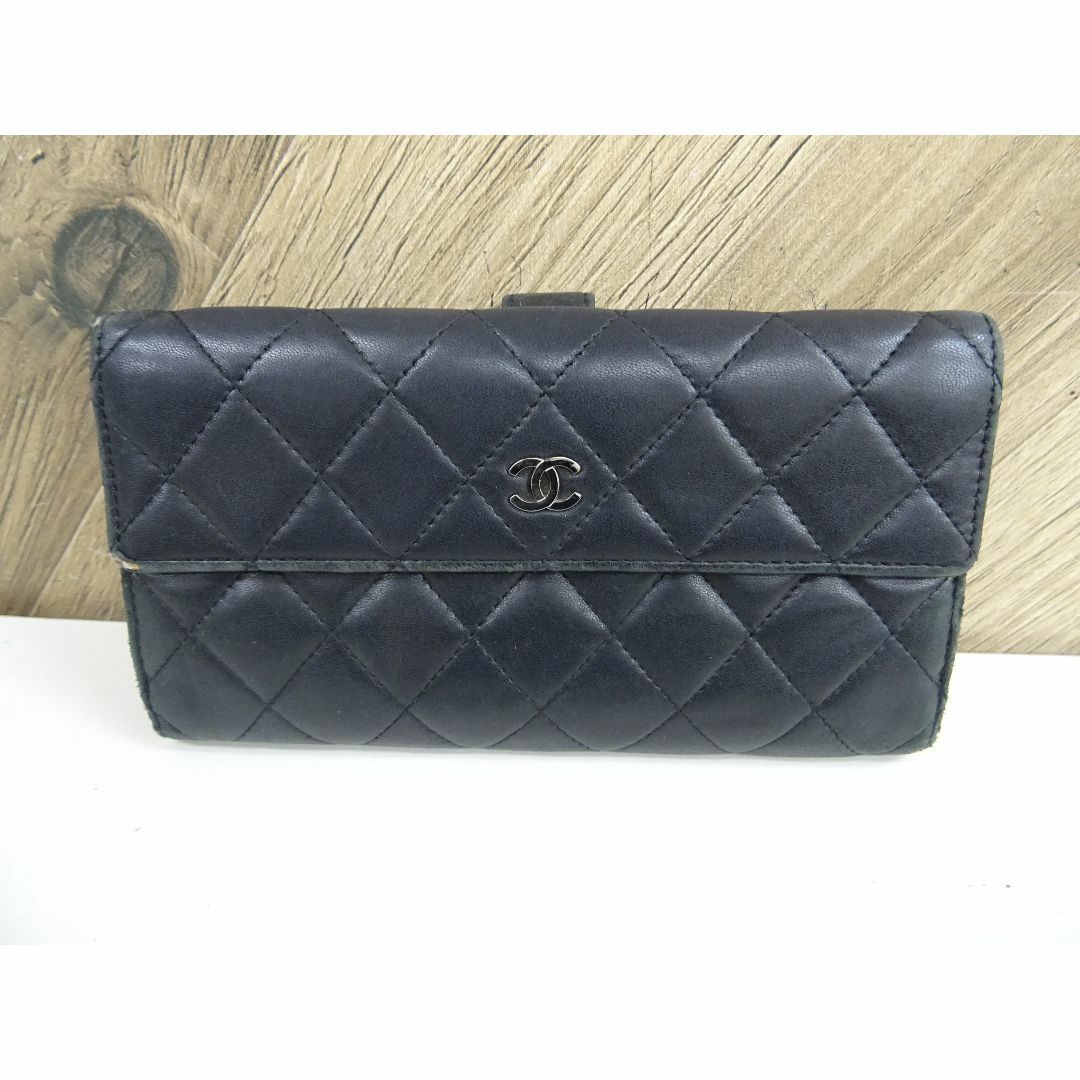 M水010 / CHANEL ココマーク マトラッセ 長財布 ラムスキン財布サイズ