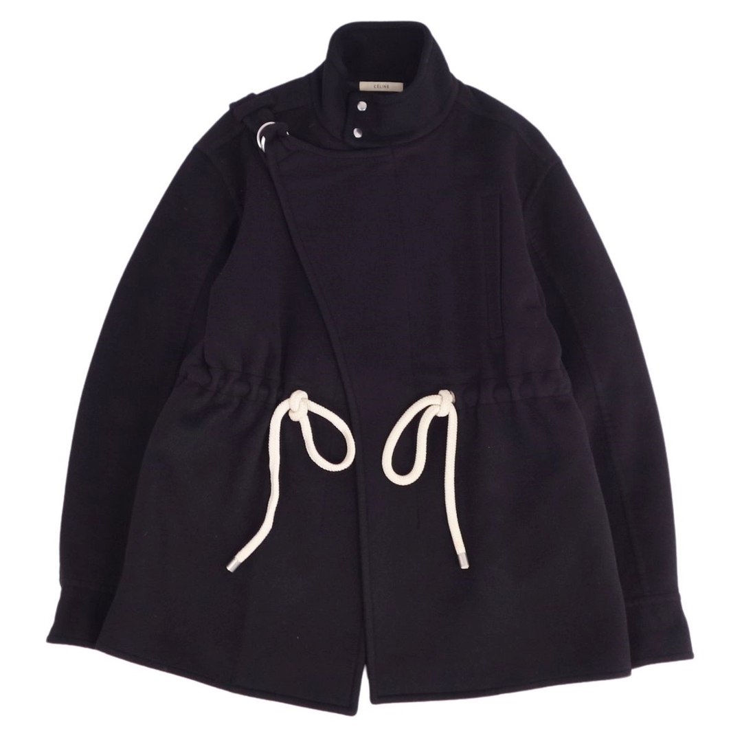 極美品 セリーヌ CELINE コート ジャケット フィービー期 カシミヤ100％ 無地 アウター レディース 34(S相当) ブラック