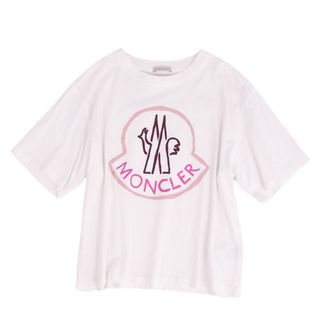 モンクレール(MONCLER)のモンクレール MONCLER 2021年 Tシャツ カットソー 半袖 ショートスリーブ ロゴ柄 トップス レディース M ホワイト(Tシャツ(半袖/袖なし))