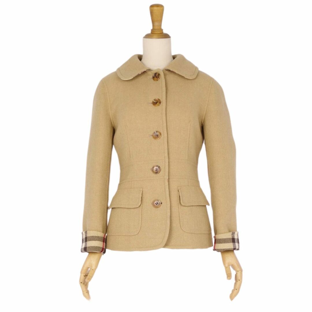 BURBERRY(バーバリー)の美品 バーバリー ロンドン BURBERRY LONDON ジャケット 裏チェック ウール カシミヤ アウター レディース 38(M相当) ブラウン レディースのジャケット/アウター(その他)の商品写真